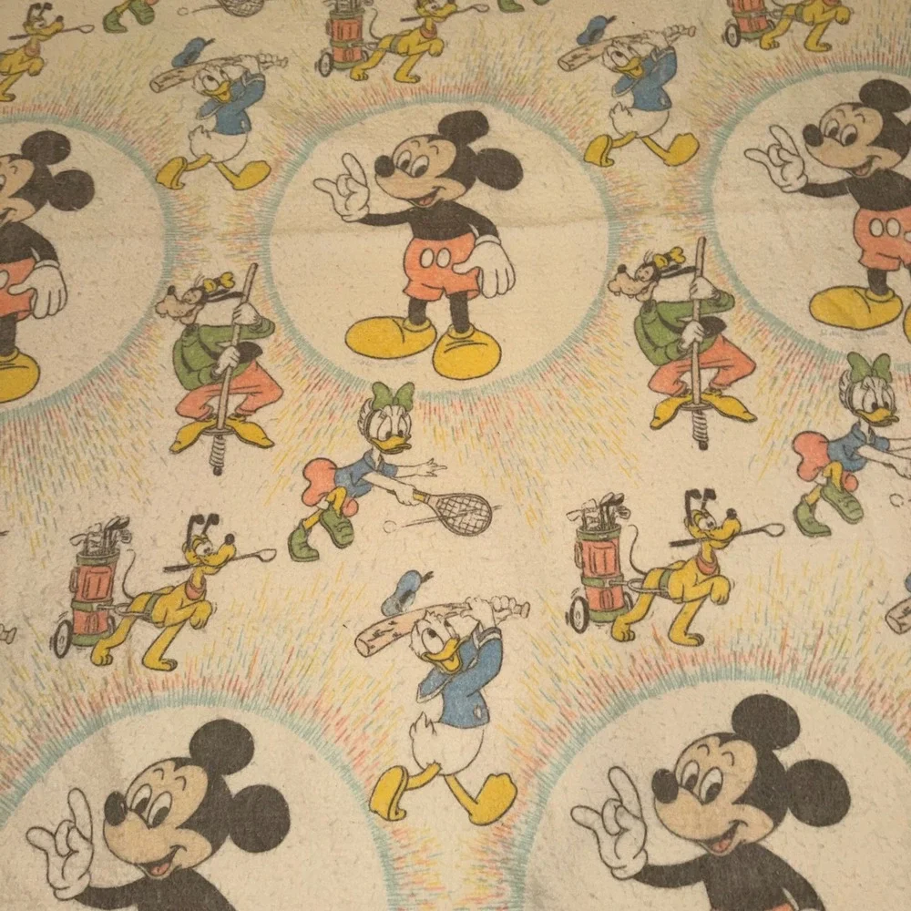 Vintage Disney Mickey Mouse Friends Sports Fleece Blanket Twin 80s 90s Retro Red
